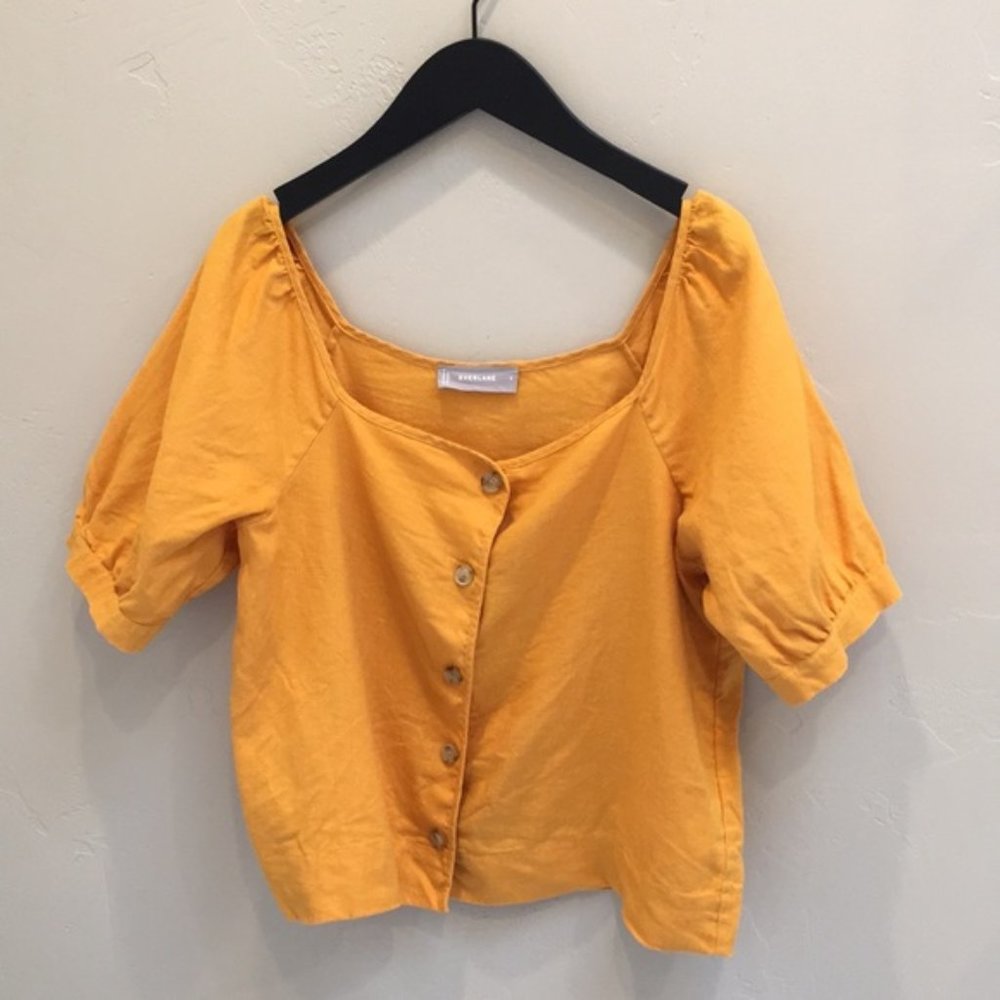 Everlane Linen Puff Sleeve Top - Marigold